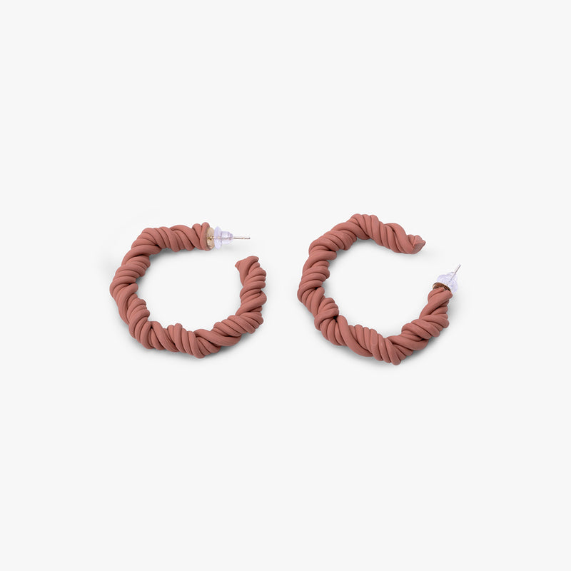 Pink Twisted Rope Polymer Clay Earrings