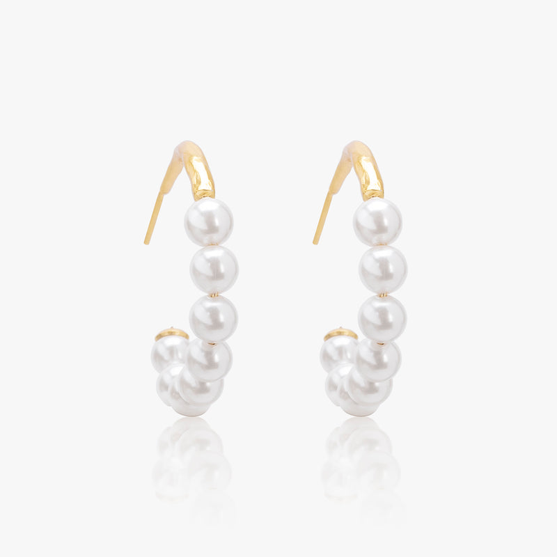 Pearl And Gold Statement Hoops