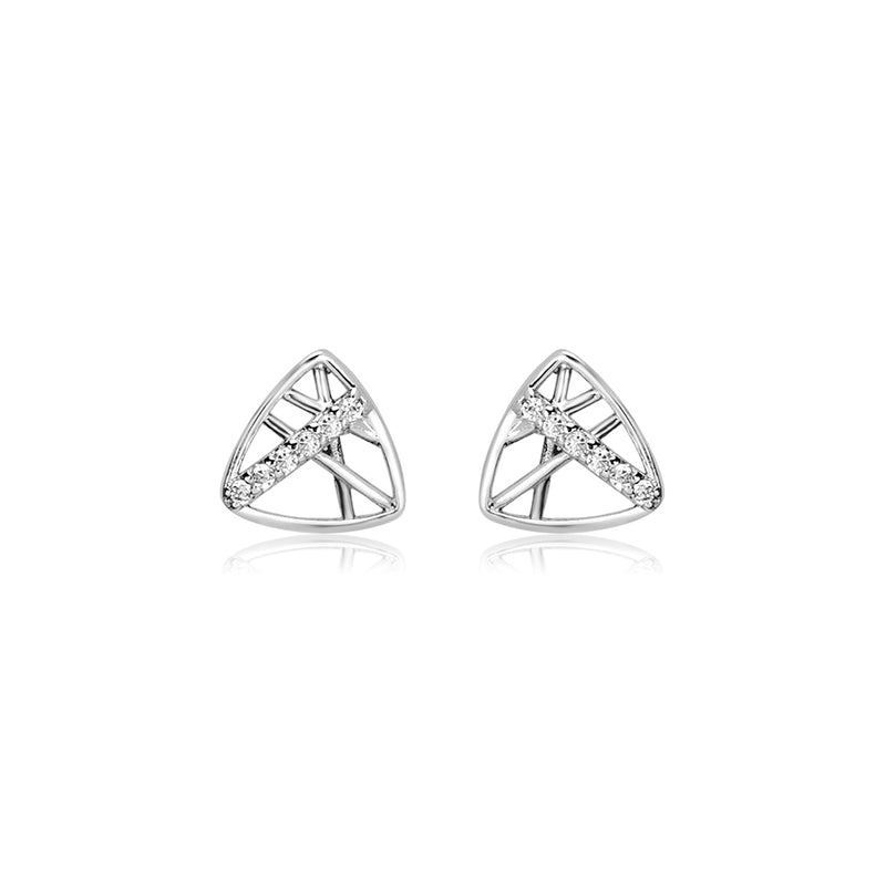 Dainty Triangle Silver Earrings