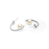 Pearl And Zircon Silver Hoops