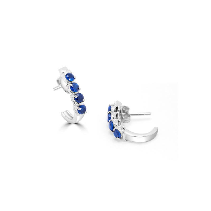Blue Zircon Silver Earrings