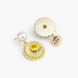 Yellow Dry Flower Pearl Earrings