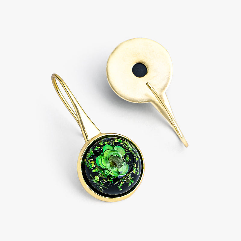 Green Dry Flower Slide-On Earrings