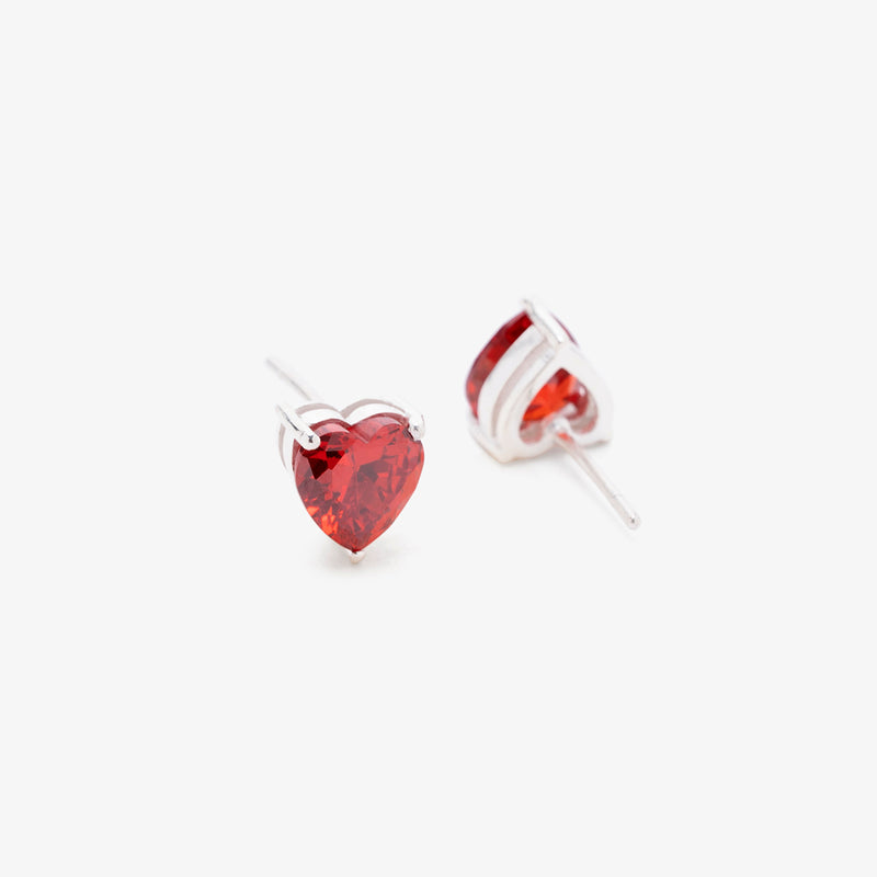 Buy Red Heart Zircon Silver Studs Online | March