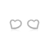 Asymmetrical Heart Silver Studded Earrings