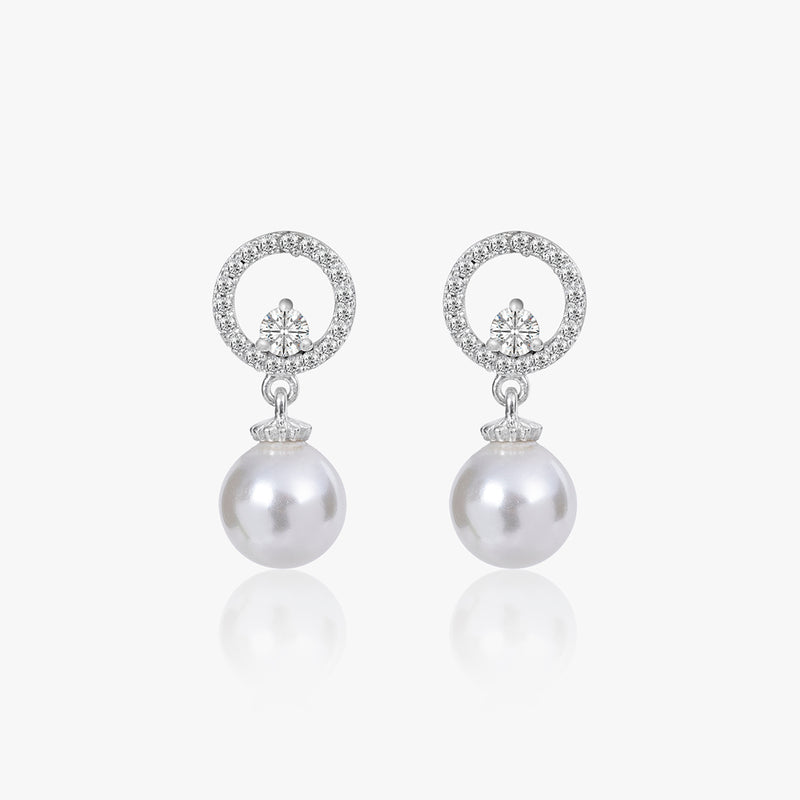 Buy White Pearl And Zircon Silver Earrings Online | March