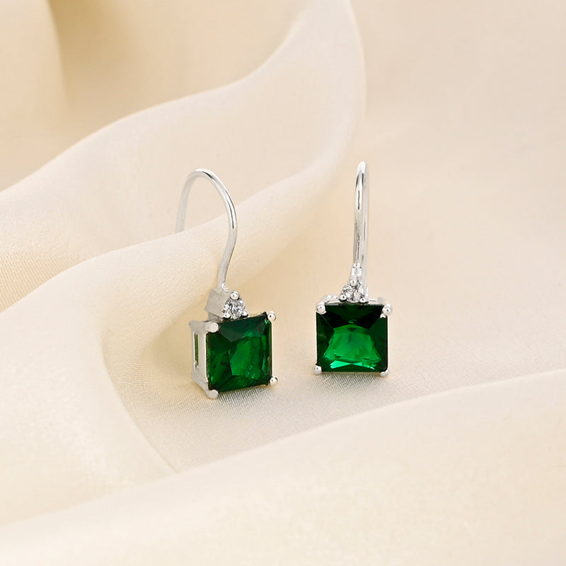 Buy Silver Green Slide On Earrings Online | March