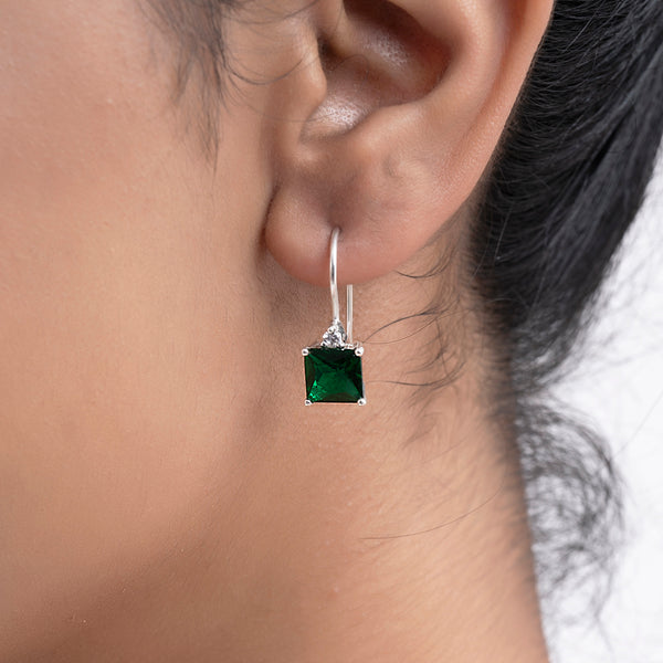 Buy Silver Green Slide On Earrings Online | March