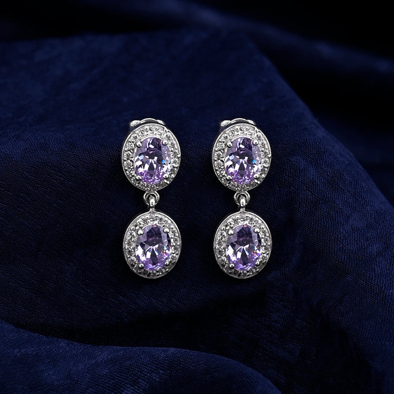 Buy Lavender Silver Halo Earrings Online | March