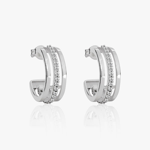 Buy Statement Silver Zircon Hoop Earrings Online | March