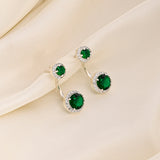 Buy Silver Green Zircon Jacket Earrings Online | March