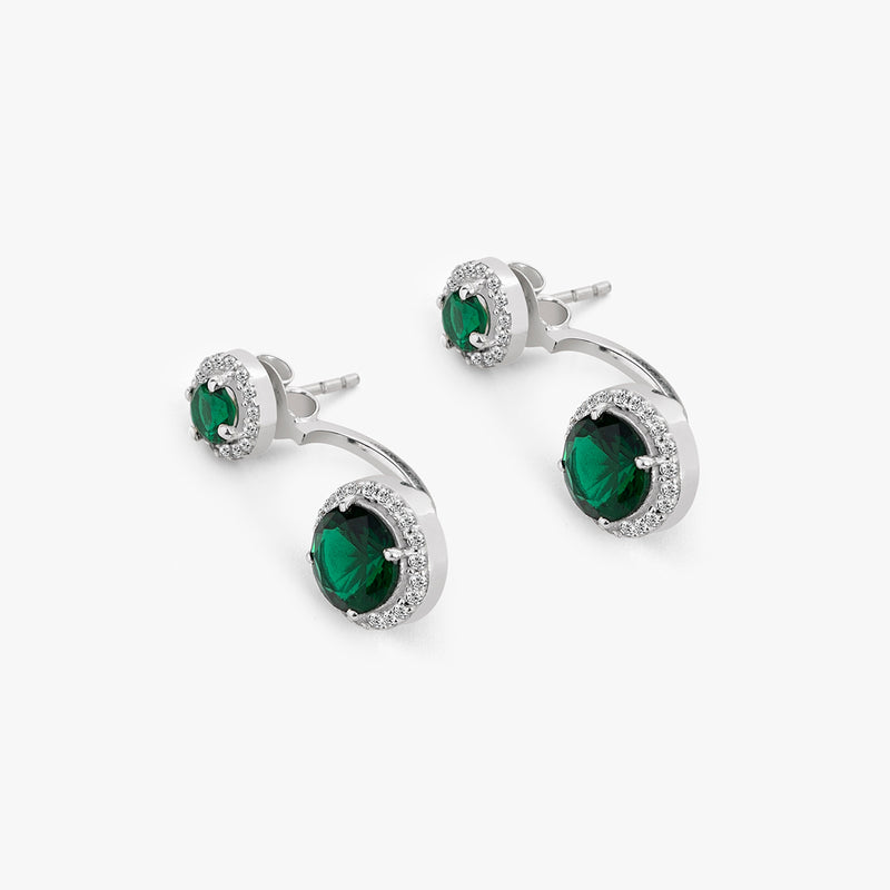 Buy Silver Green Zircon Jacket Earrings Online | March