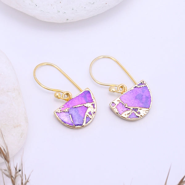 Purple Copper Turquoise Earrings