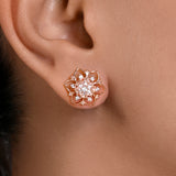 Buy Silver Rose Gold Floral Studs Online | March