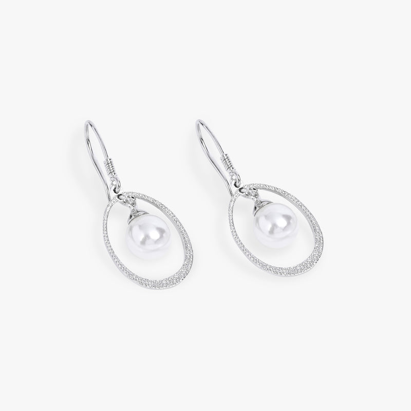Buy Textured Silver Natural Pearl Danglers Online | March