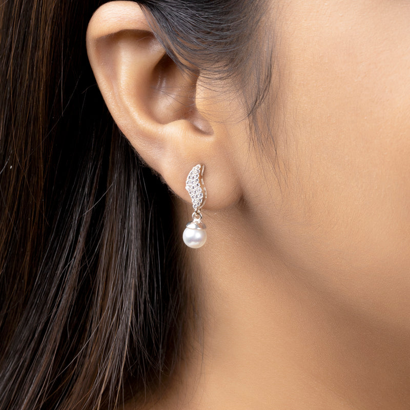 Buy Elegant Natural Pearl Silver Earrings Online | March