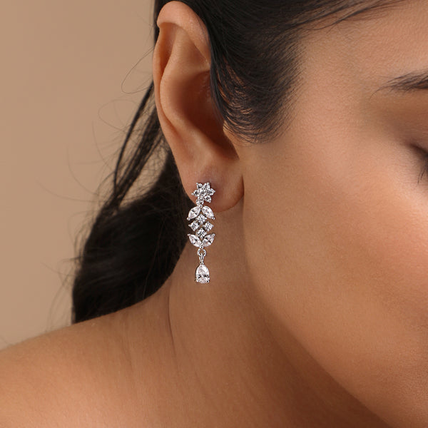 Buy Silver Zircon Dangling Earrings Online | March