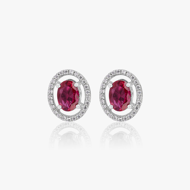 Buy Ruby Red Zircon Silver Stud Earrings Online | March