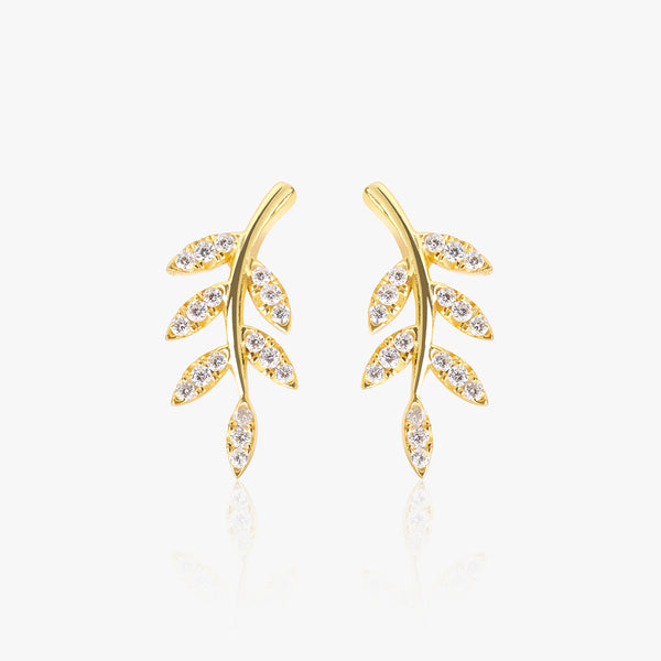 Buy 18k Gold Plated Silver Leaf Crawler Earrings Online | March