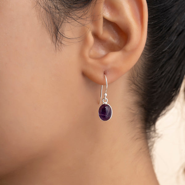 Buy Dangling Silver Amethyst Earrings Online | March