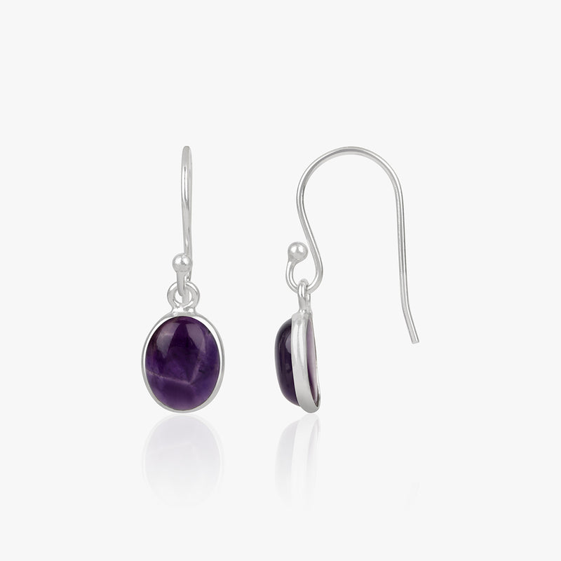 Buy Dangling Silver Amethyst Earrings Online | March