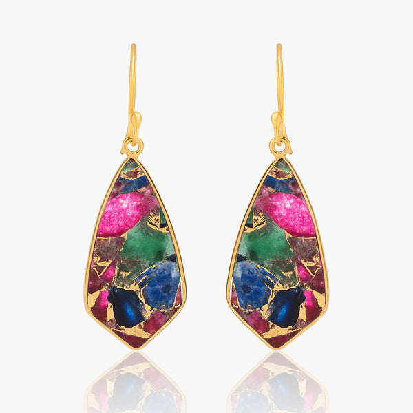 Buy 18k Gold Plated Silver Multi Copper Turquoise Earrings Online | March