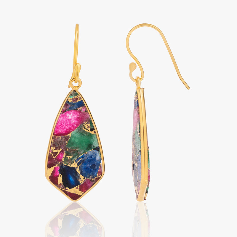 Buy 18k Gold Plated Silver Multi Copper Turquoise Earrings Online | March