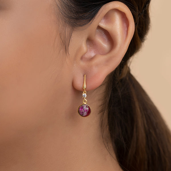 Buy 18k Gold Plated Silver Ruby Copper Turquoise Earrings Online | March