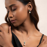 Buy Silver Green Zircon and Natural Pearl Set Online | March