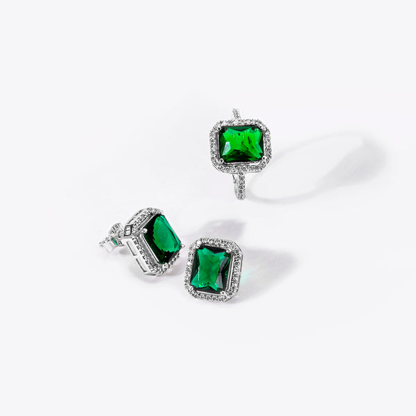 Buy Green Zircon Silver Ring Set Online | March