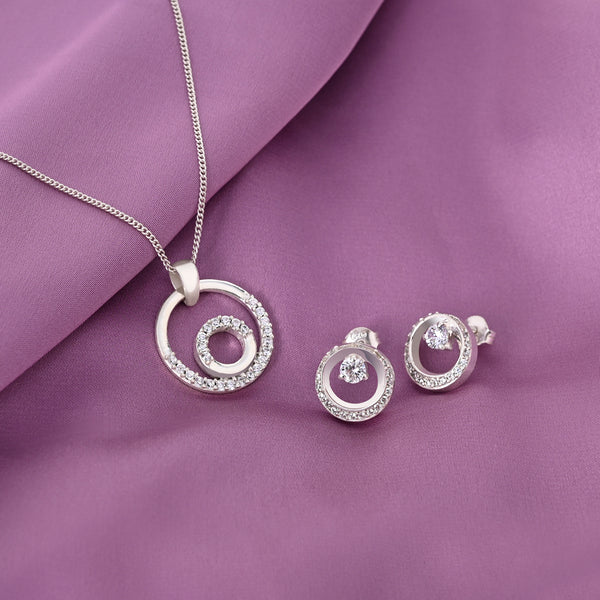 Buy Silver Circle of Life Zircon Set Online | March