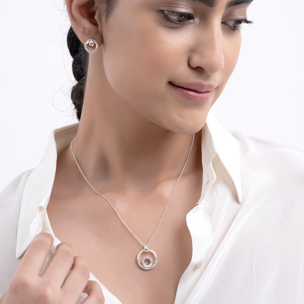 Buy Silver Circle of Life Zircon Set Online | March