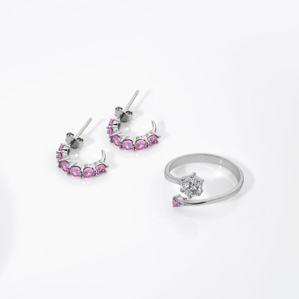 Buy Silver Pink Zircon Set Online | March