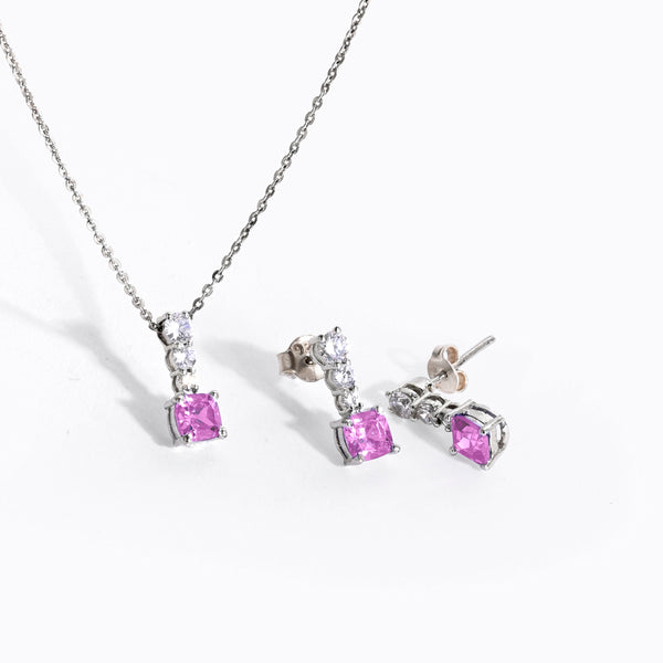 Buy Silver Pink Tourmaline and Zircon Set Online | March