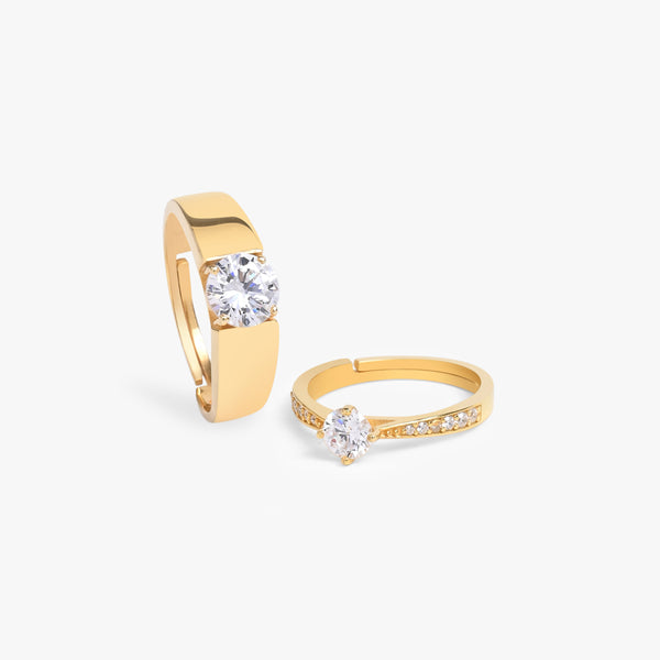 Buy 18k Gold Plated Silver Zircon Classic Couple Rings Online | March