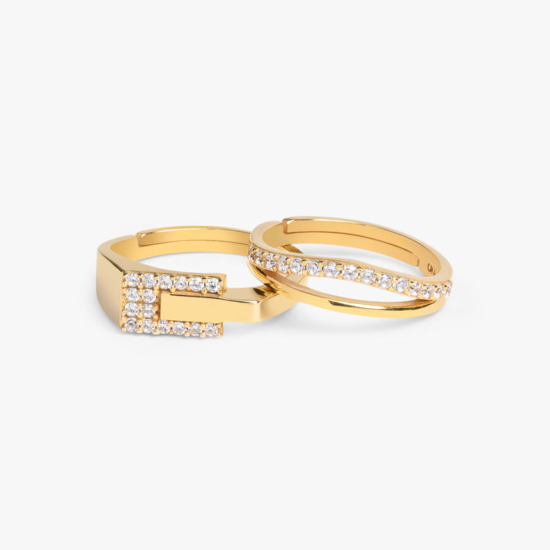 Buy 18K Gold Plated Silver Companion Couple Rings Online | March