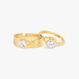 Buy 18K Gold Plated Silver Solitaire Zircon Couple Rings Online | March