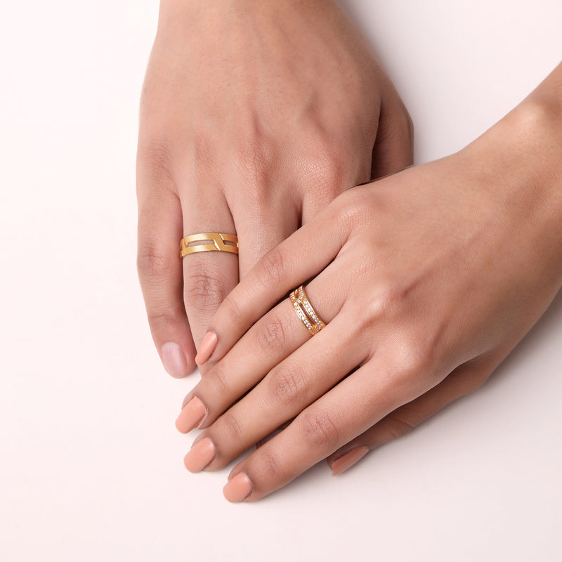 Buy 18K Gold Plated Silver Soulmate Couple Rings Online | March