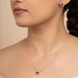 Buy Elegant Ruby Red Zircon Silver Jewellery Set Online | March