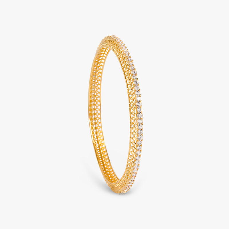 Buy 18k Gold Plated Silver Zircon Lattice Bangles Set of 2 Online | March