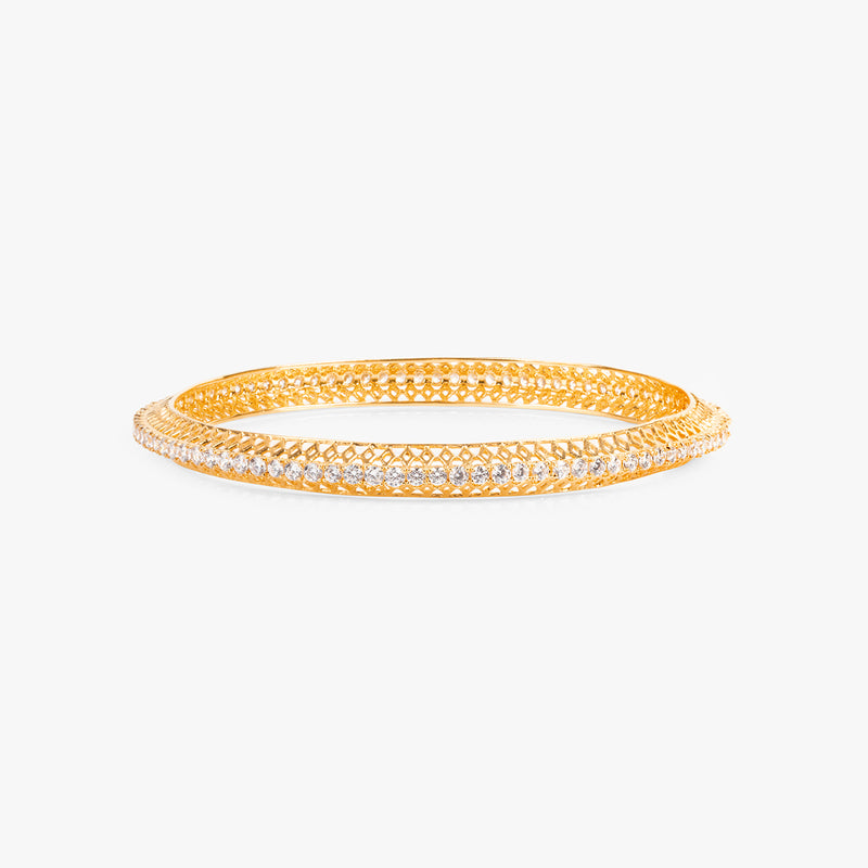 Buy 18k Gold Plated Silver Zircon Lattice Bangles Set of 2 Online | March