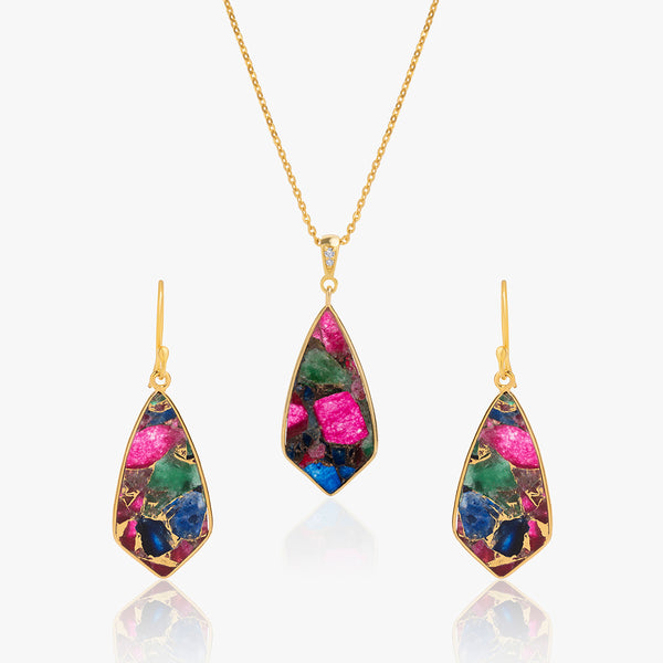Buy 18k Gold Plated Silver Multi Copper Turquoise Set Online | March