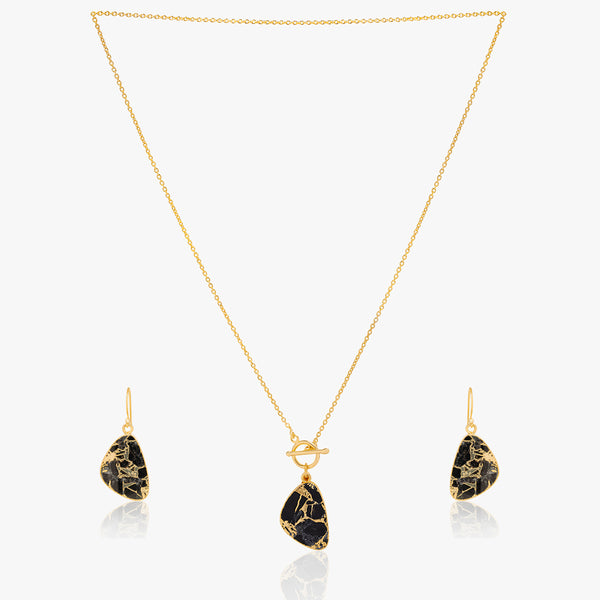 Buy 18k Gold Plated Silver Black Copper Turquoise Set Online | March