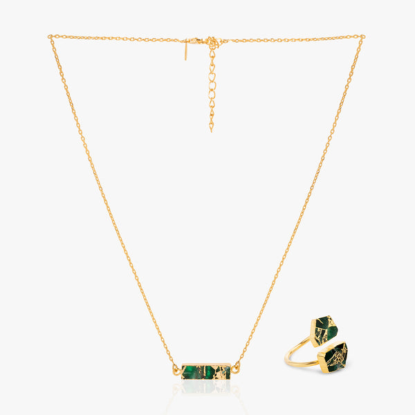 Buy 18k Gold Plated Silver Emerald Copper Turquoise Set Online | March