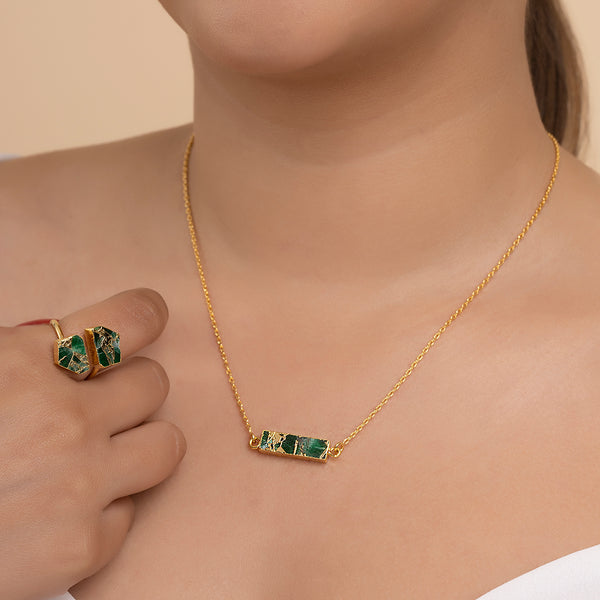 Buy 18k Gold Plated Silver Emerald Copper Turquoise Set Online | March