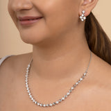Silver Elegant Studded Sqaure Jewellery Set