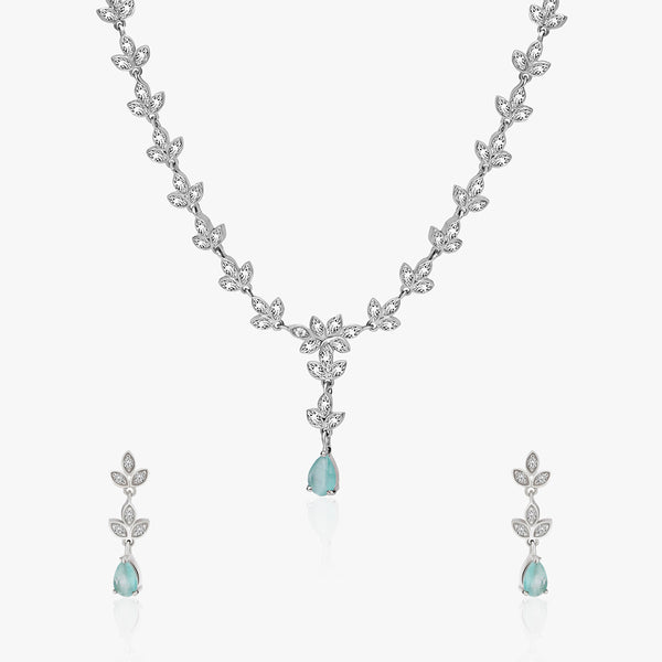 Silver Timeless Aqua Chalcedony Drop Jewellery Set