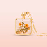 Orange Dry Flower Pendant Necklace