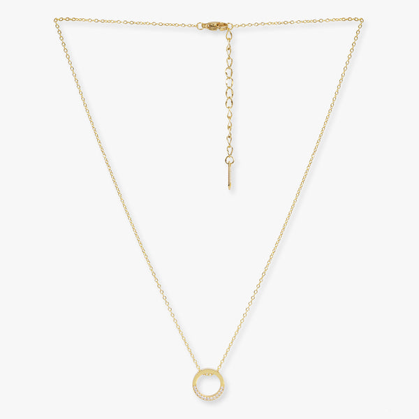 Zircon Stone Necklace - Yellow Gold Colour