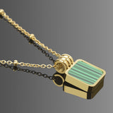 Square Resin Pendant Necklace - Yellow Gold Colour